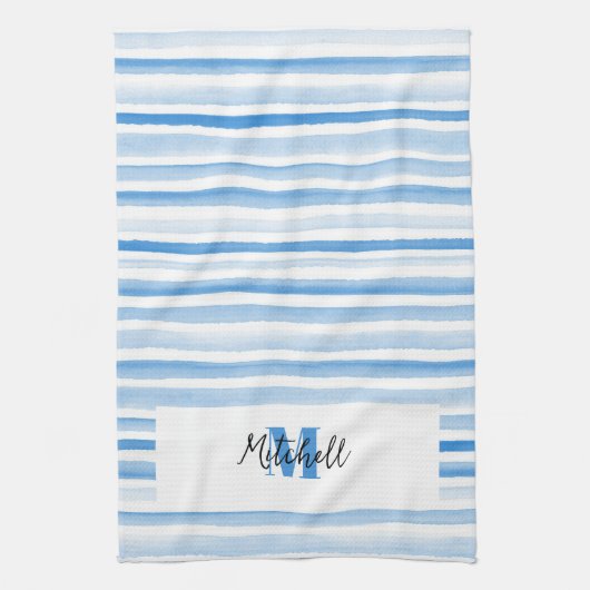 PERSONALIZED BLUE WATERCOLOR THEEKLEDEN DOEK THEEDOEK (Verticaal)
