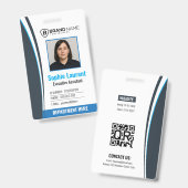 Personalized Blue White Corporate Staff ID Badge (Voor- en achterkant)