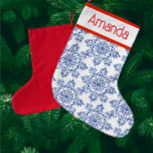 Personalized Blue White Snowflakes Red Back Kleine Kerstsok