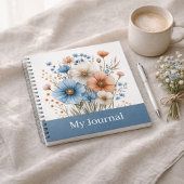 Personalized Blue Wildflower Watercolor Notitieboek