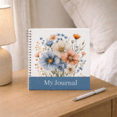 Personalized Blue Wildflower Watercolor Notitieboek