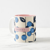 Personalized Blueberry Vine Nature  Tweekleurige Koffiemok (Voorkant links)