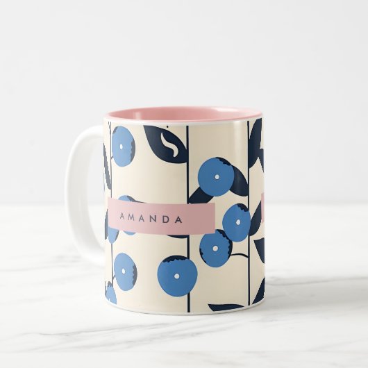 Personalized Blueberry Vine Nature  Tweekleurige Koffiemok (Voorkant links)
