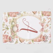 Personalized Blush Bow Golf Monogram Golfhanddoek (Horizontaal)