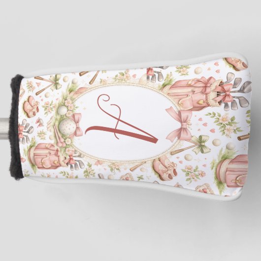Personalized Blush Bow Golf Monogram Golfheadcover (Voorkant)