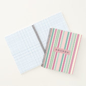 Personalized Blush Mint Pastel Stripes Notitieboek (Binnen)