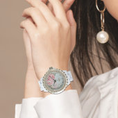 Personalized Blush Peony Floral Monogram Women’s Horloge