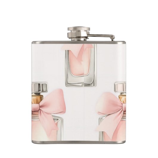 Personalized Blush Perfume Bottle Coquette Pattern Heupfles (Achterkant)