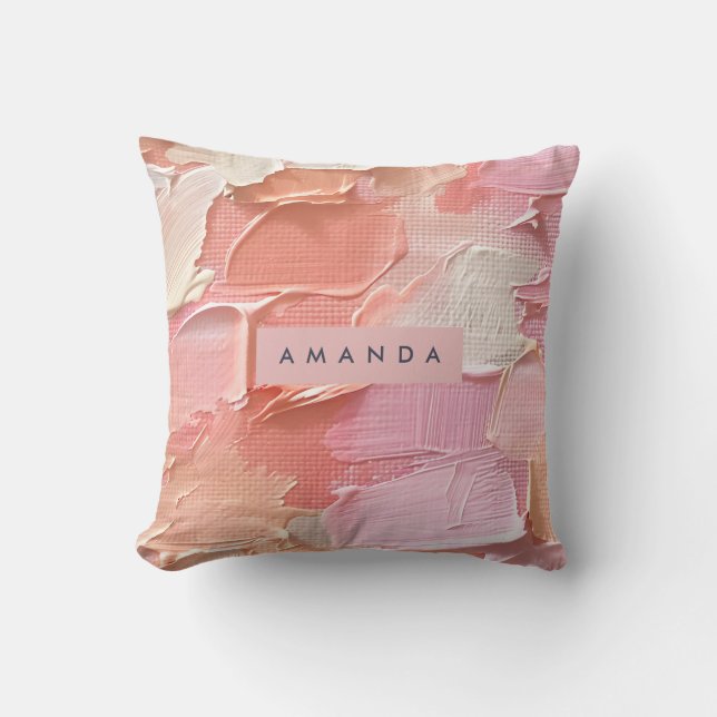 Personalized Blush Pink and Peach Paint Kussen (Voorkant)