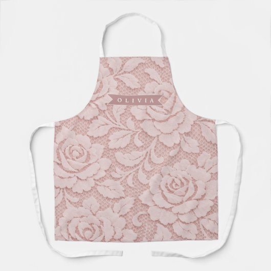 Personalized Blush Pink Lace Floral Romantic Schort (Voorkant)