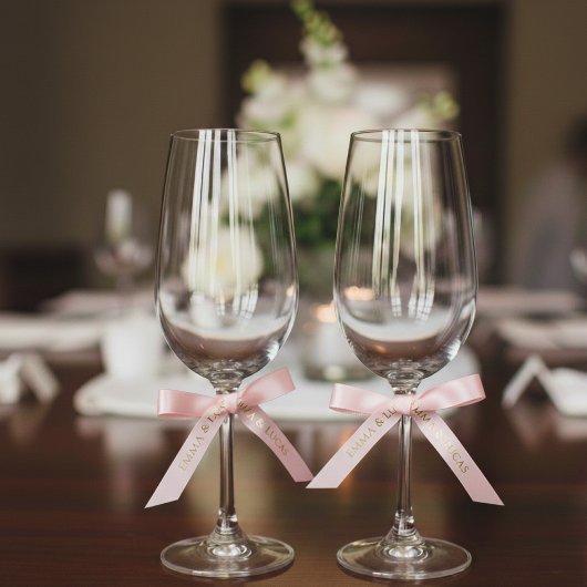 Personalized Blush Pink Ribbon with Gold Name Text Satijnen Lint