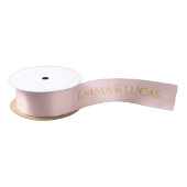 Personalized Blush Pink Ribbon with Gold Name Text Satijnen Lint (Spoel)