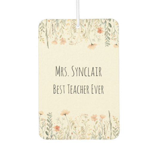 Personalized Blush Wildflower Teacher Thank You Luchtverfrisser (Voorkant)