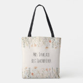 Personalized Blush Wildflower Teacher Thank You Tote Bag (Achterkant)