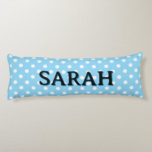 Personalized Body Pillow with white polka dots Lichaamskussen (Achterkant)