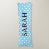 Personalized Body Pillow with white polka dots Lichaamskussen (Voorkant Verticaal)
