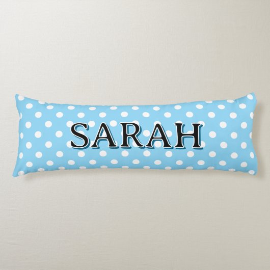 Personalized Body Pillow with white polka dots Lichaamskussen (Voorkant)