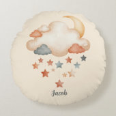 Personalized Boho Baby Nursery-Dreamy Clouds Rond Kussen (Voorkant)