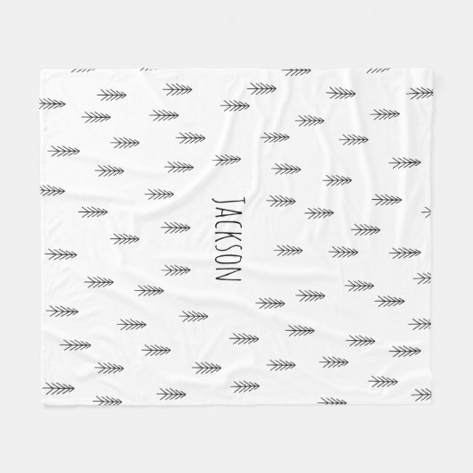 Personalized Boho black and white Fleece Deken (Voorkant (Horizontaal))