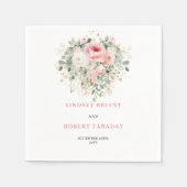 Personalized Boho Blush Rose Greenery Gold Wedding Servet (Voorkant)