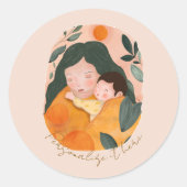 Personalized Boho Botanical Mama Love Ronde Sticker (Voorkant)