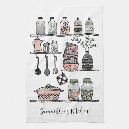 Personalized Boho Chic Farmhouse Decor Theedoek (Verticaal)