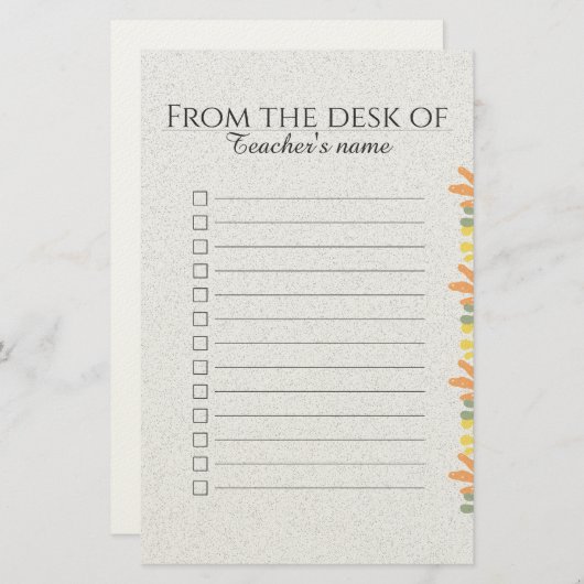  Personalized Boho Floral for Teacher Pad  Briefpapier (Voorkant / Achterkant)