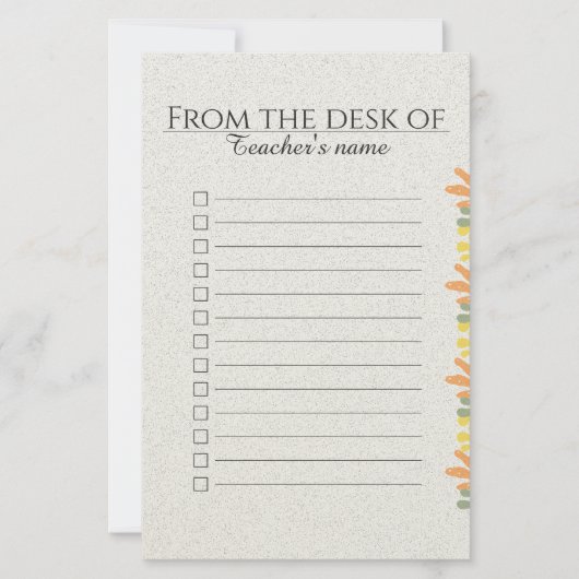  Personalized Boho Floral for Teacher Pad  Briefpapier (Voorkant)