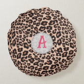 Personalized Boho Leopard Rainbow Nursery Round  Rond Kussen (Achterkant)