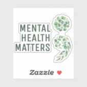 Personalized Boho Mental Health Semicolon Greenery Sticker (Vel)