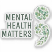Personalized Boho Mental Health Semicolon Greenery Sticker (Voorkant)