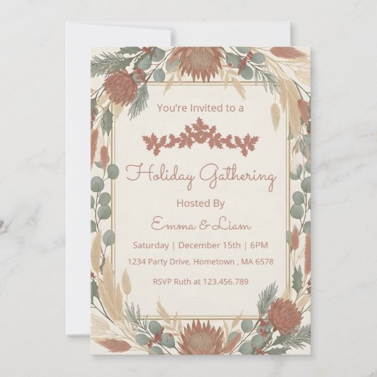 Personalized Boho Minimalist Christmas Party Kaart (Voorkant)