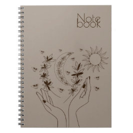 Personalized Boho Moon & Sun Spiral Notebook Notitieboek