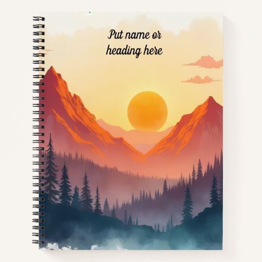 Personalized Boho Mountain Sunset 2 Notitieboek (Voorkant)