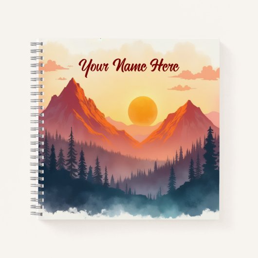 Personalized Boho Mountains at Sunrise Notitieboek (Voorkant)