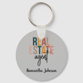 Personalized Boho Real Estate Agent Sleutelhanger (Voorkant)