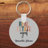 Personalized Boho Real Estate Agent Sleutelhanger (Voorkant)