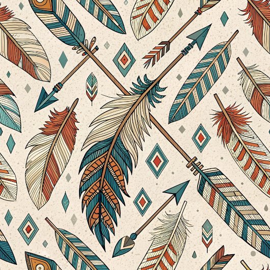 Personalized Boho Towel Ethnic Feathers & Arrows Theedoek