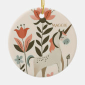 Personalized Boho Unicorn Wildflower Keramisch Ornament (Voorkant)