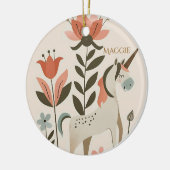 Personalized Boho Unicorn Wildflower Keramisch Ornament (Links)
