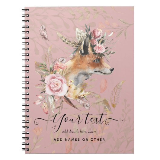 PERSONALIZED Boho Vos Veren Herinneringscadeau Notitieboek (Voorkant)