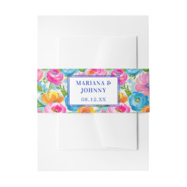 Personalized Bold Bright Vibrant Colorful Floral  Uitnodigingen Wikkel