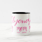 Personalized Bold  Name Est New Mom Pink Script  Tweekleurige Koffiemok (Center)