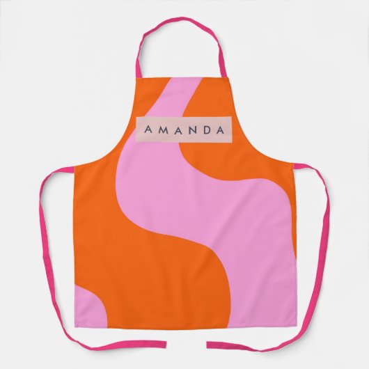 Personalized Bold Orange and Pink Wave Stripe Schort (Voorkant)