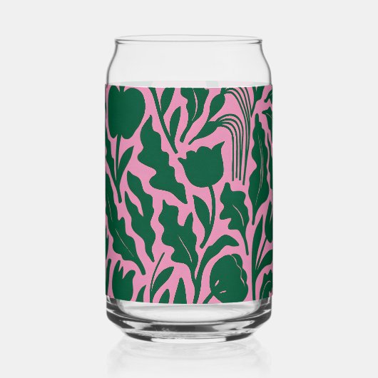 Personalized Bold Pink Botanical Floral Name Gift Blikvorm Glas (Achterkant)