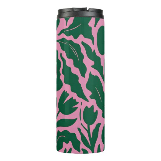 Personalized Bold Pink Botanical Floral Name Gift Thermosbeker (Achterkant)