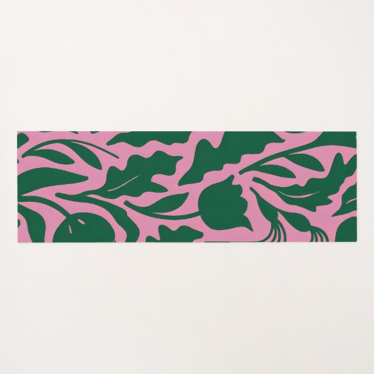 Personalized Bold Pink Botanical Floral Name Gift Yogamat (Achterkant (horizontaal))