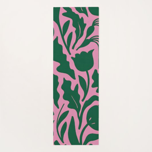 Personalized Bold Pink Botanical Floral Name Gift Yogamat (Achterkant)