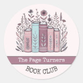 Personalized Book Club Floral Bookplate Ronde Sticker (Voorkant)
