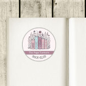 Personalized Book Club Floral Bookplate Ronde Sticker